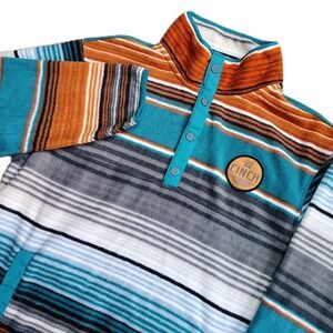 Cinch Serape 1/4 Snap Fleece Mens Small Striped Western Jacket Pullover Aztec